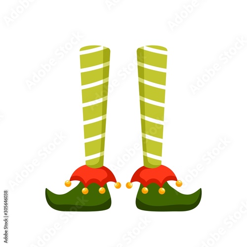 Christmas Elf feet flat vector illustration