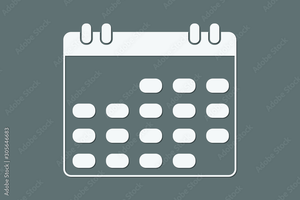 Calendar icon with white color on dark background vector illustration Calendar icon with white color on dark background vector illustration