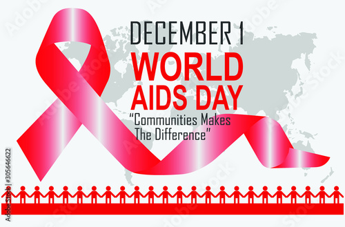 December 1. World AIDS Day poster. Awareness ribbon. Vector illustration