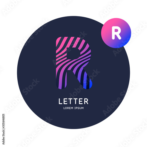 The letter R of the Latin alphabet. Display character in a bright contemporary style.