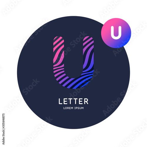 The letter U of the Latin alphabet. Display character in a bright contemporary style.