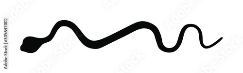 Snake vector silhouette isolated on white background. Black serpent  tattoo. Poison snake symbol. Deadly venom, symbol of medicine or pharmacy.