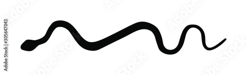 Snake vector silhouette isolated on white background. Black serpent  tattoo. Poison snake symbol. Deadly venom, symbol of medicine or pharmacy.