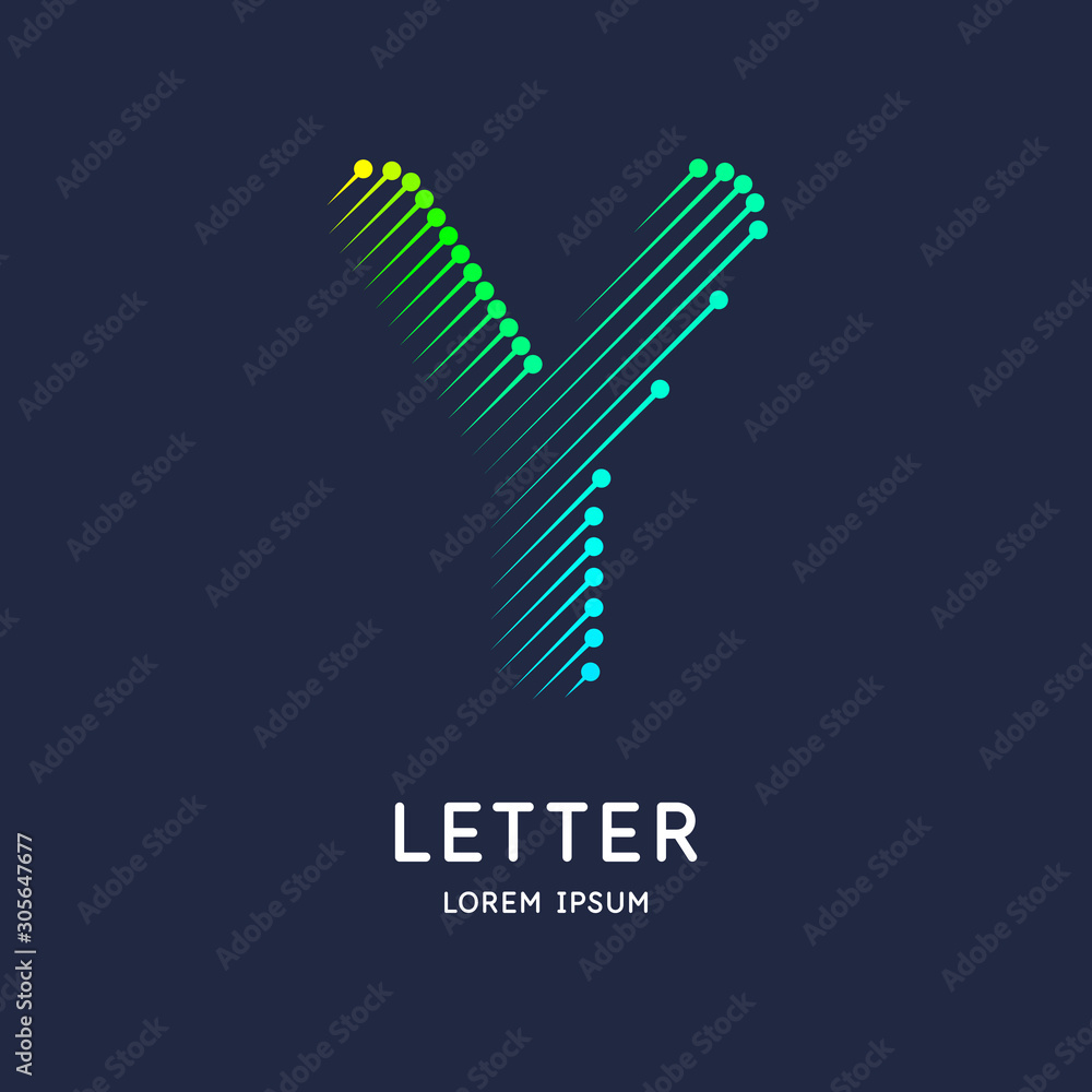 The letter Y of the Latin alphabet. Display character in a bright contemporary style. The letter Y of the Latin alphabet. Display character in a bright contemporary style.