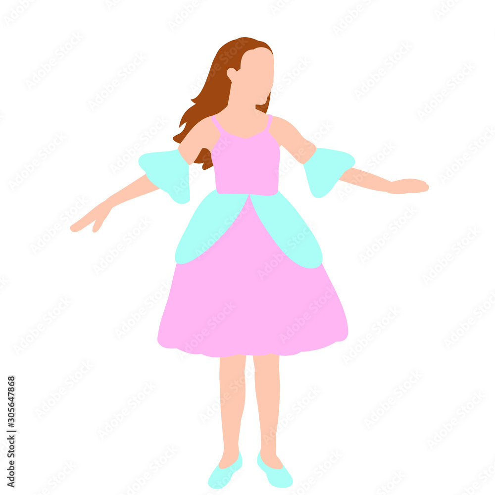vector, isolated, princess little girl in a flat style vector, isolated, princess little girl in a flat style