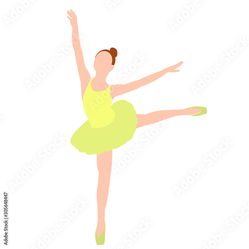 vector, isolated, ballerina girl dancing in a flat style, no face