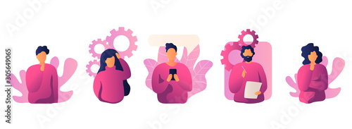 Vector illustration of colored people with a mechanism.