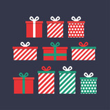  set of christmas gift box illustration vector.