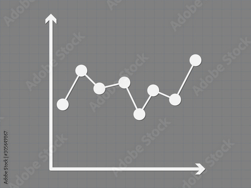 Line chart with dots using axis lines on gray background vector illustration