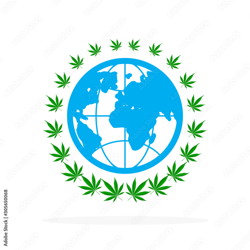 World cannabis icon isolated.