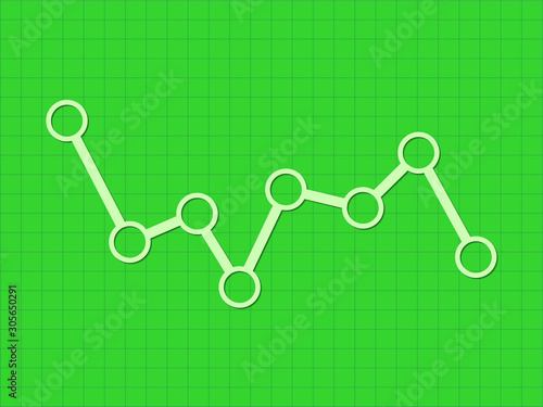 Trend of business with ups and downs on dark green graph paper vector illustration
