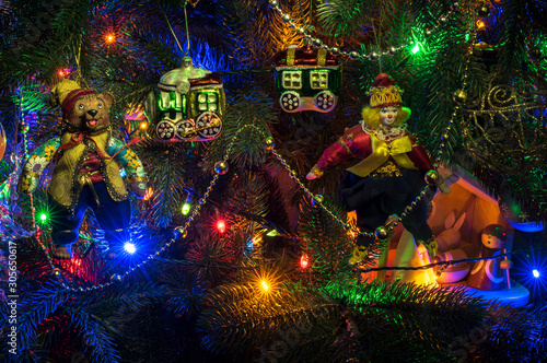 Christmas lights on the Christmas tree