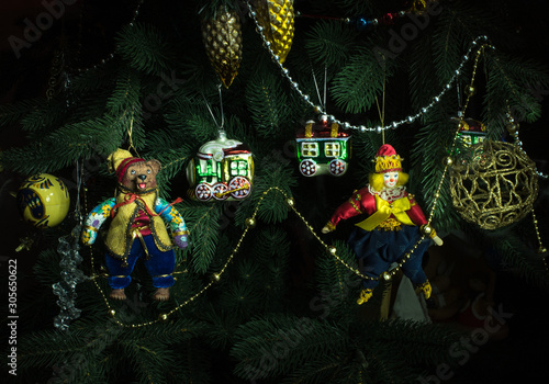 Christmas tree toys. still life