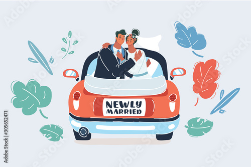 Just married couple on white.