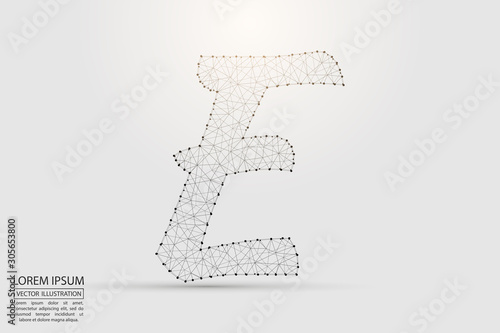 English letters abstract font consists 3d of triangles  lines  dots and connections. Vector illustration EPS 10.