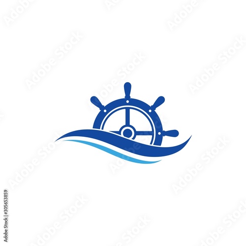 ship steering logo vector icon illustration template design 