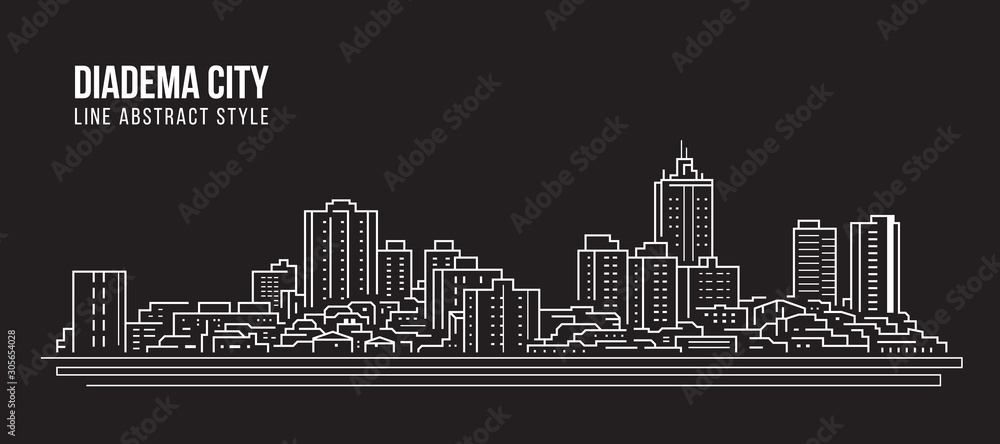 Cityscape Building panorama Line art Vector Illustration design - Diadema city
