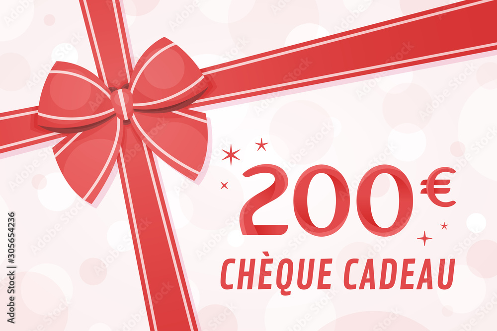 Vecteur Stock Chèque cadeau 200 euros - Carte Cadeau - Bon d'achat | Adobe  Stock