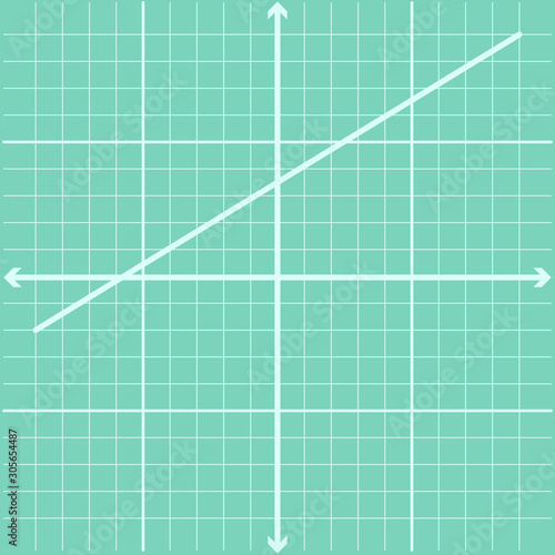 Straight line on graph page of blue color using x and y axis lines for education vector illustration