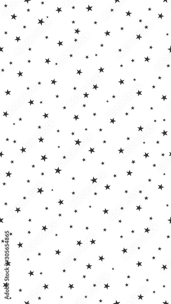 Fashion minimalistic christmas starry sky background. Black stars seamless pattern. Geometric vertical screensaver for gadget screens.