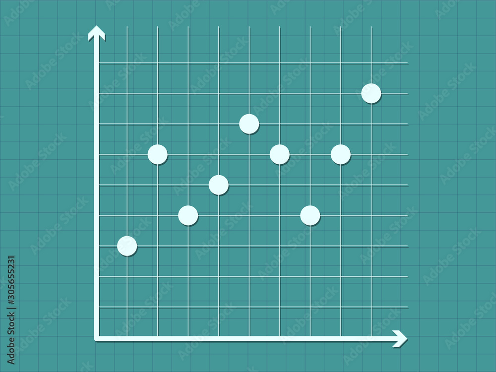 Scatter diagram chart on dark blue background vector illustration for business and education Scatter diagram chart on dark blue background vector illustration for business and education