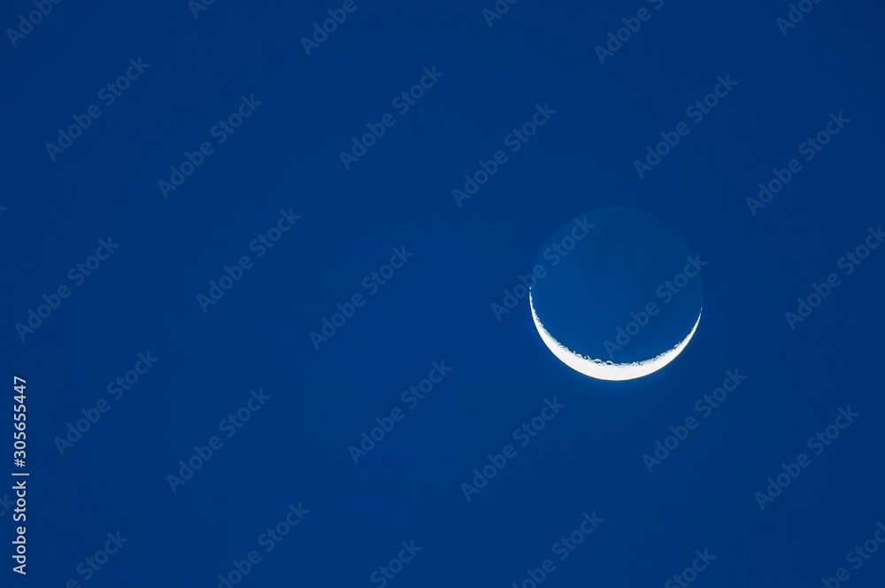 Magical crescent moon at twilight. Magical crescent moon at twilight.