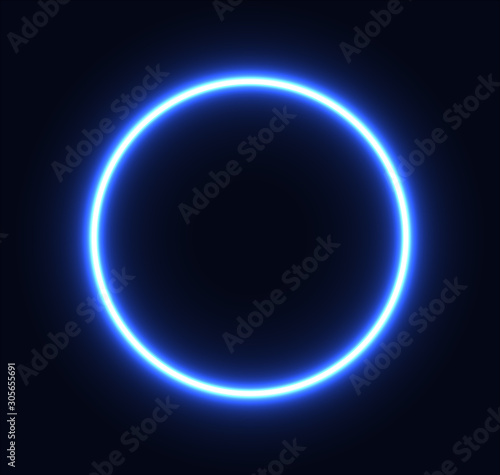 Neon blue circle glowing for advertisement and banner. Eps 10
