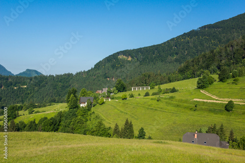 Mountain village Zgornja Sorica in Julian Alps, Slovenia