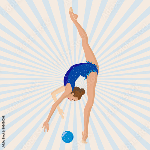 Rhythmic gymnastics. vector image of gymnast with ball