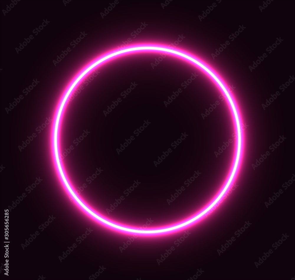 Pink neon circle for advertising and banner. EPS 10