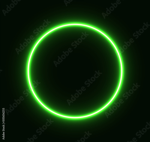 Neon green circle glowing for advertising and banner. Eps 10