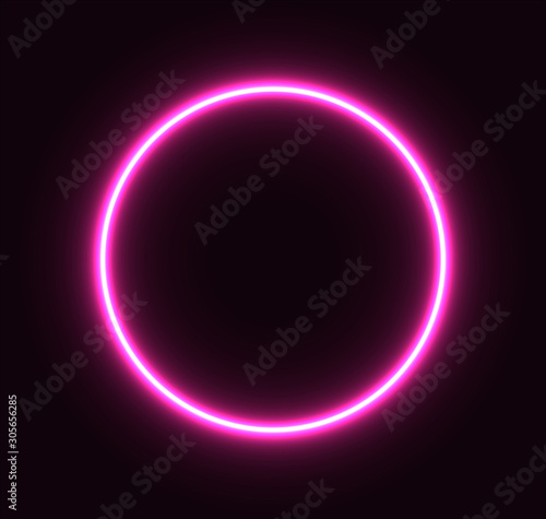 Pink neon circle for advertising and banner. EPS 10