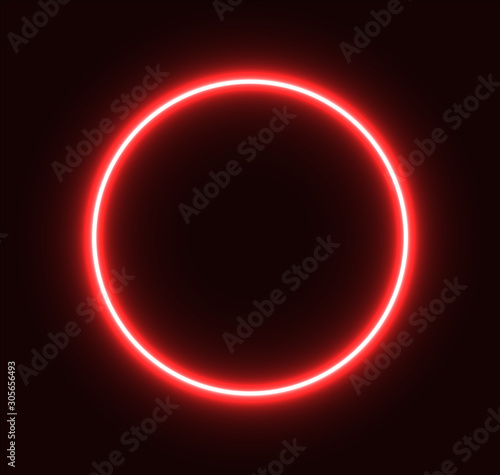 Neon red circle glowing for advertisement and banner. Eps 10