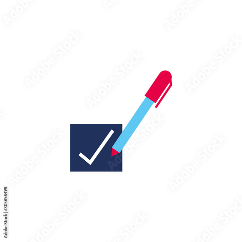 vote check boxes and pen accept flat style icon