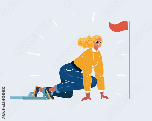 Woman in start position.