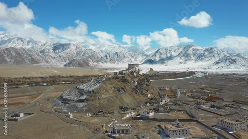Arial view of Stakna Gompa (monastery), Indus valley near Leh, Ladakh, India