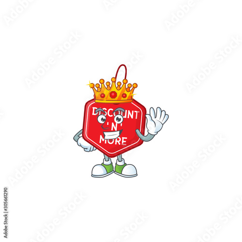 King of christmas discount tag on cartoon mascot style design