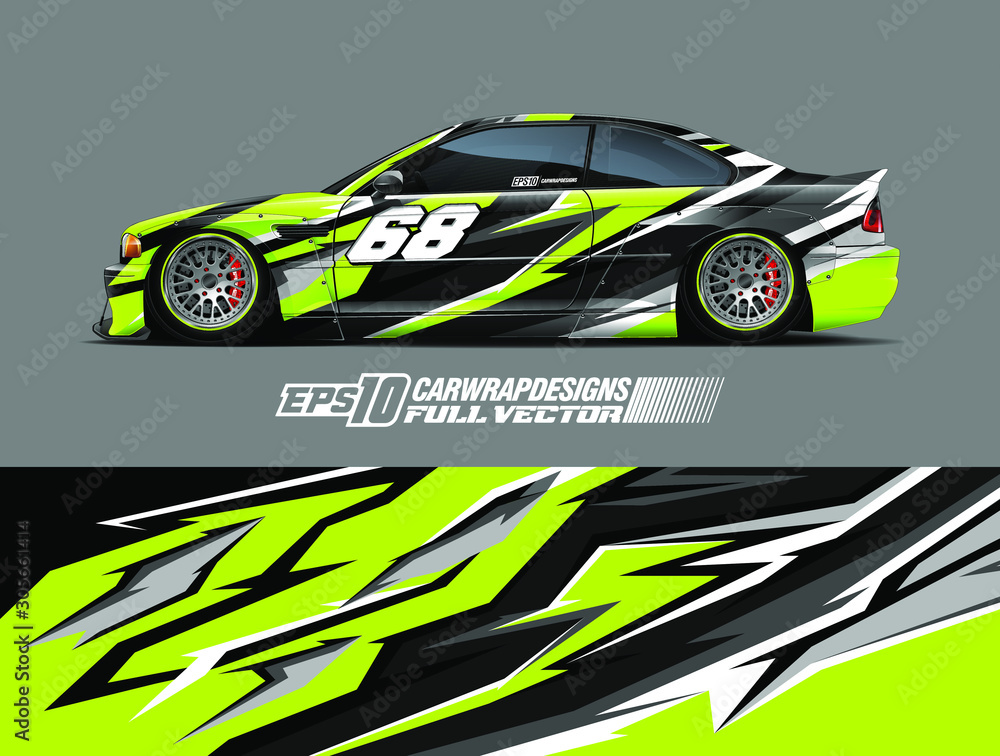 Car wrap decal designs. Abstract racing and sport background for car livery. Full vector eps 10.