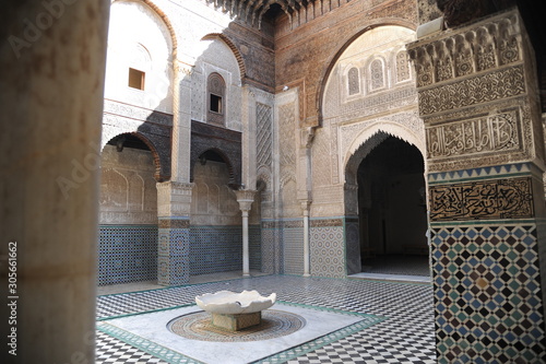 The Al-Attarine Madrasa is a madrasa in Fes, Morocco, near the Al-Qarawiyyin. It was built by the Marinid sultan Uthman II Abu Said in 1323-5. The madrasa takes its name from the Souk al-Attarine photo