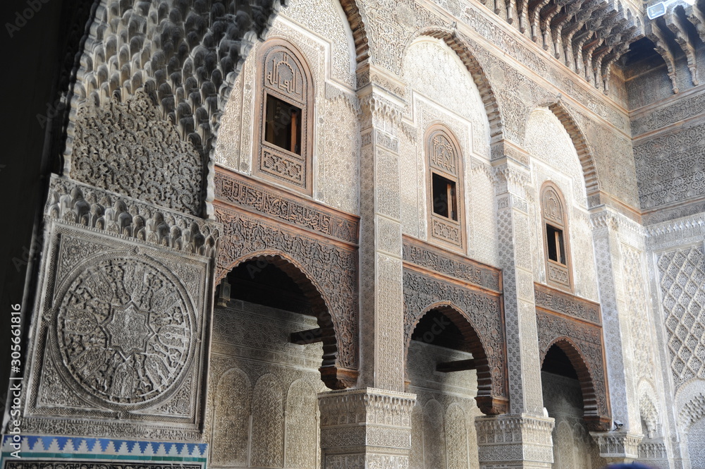 The Al-Attarine Madrasa is a madrasa in Fes, Morocco, near the Al-Qarawiyyin. It was built by the Marinid sultan Uthman II Abu Said in 1323-5. The madrasa takes its name from the Souk al-Attarine