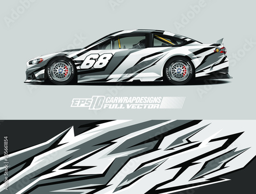 Car wrap decal designs. Abstract racing and sport background for car livery. Full vector eps 10.