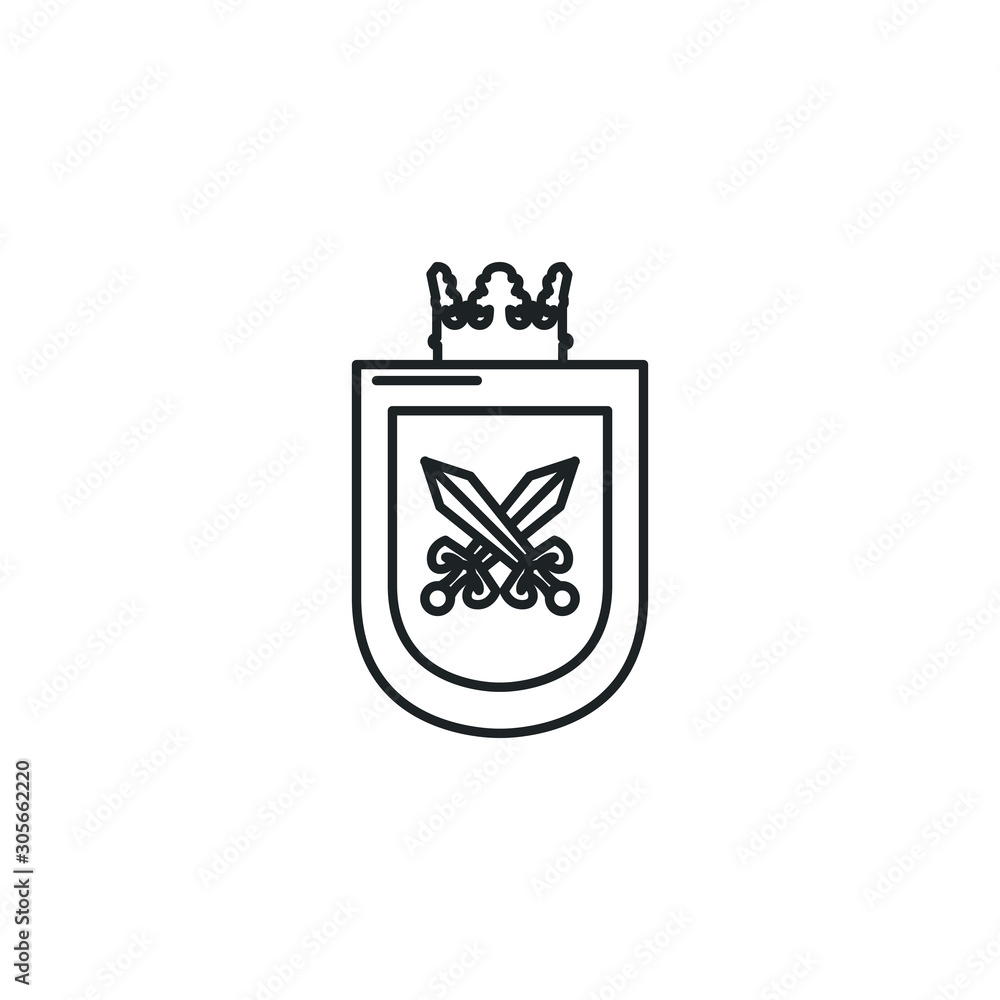 medieval shield with swords crossed flat icon medieval shield with swords crossed flat icon