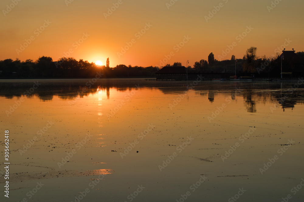 Sunset over the Palić lake