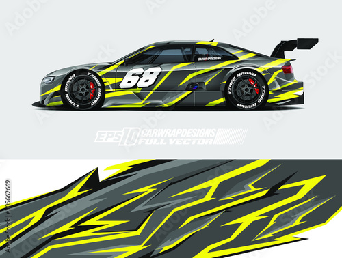 Car wrap decal designs. Abstract racing and sport background for car livery. Full vector eps 10.