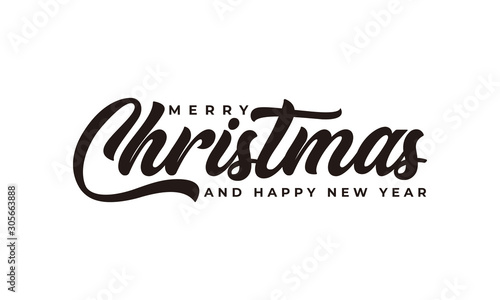 Merry Christmas and Happy New Year Lettering vector Illustration