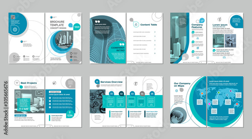Brochure creative design. Multipurpose template, include cover, back and inside pages. Trendy minimalist flat geometric design. Vertical a4 format.