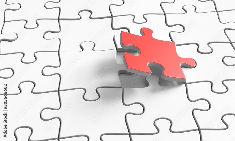 White puzzle with missing piece. Puzzle connection White puzzle with missing piece. Puzzle connection