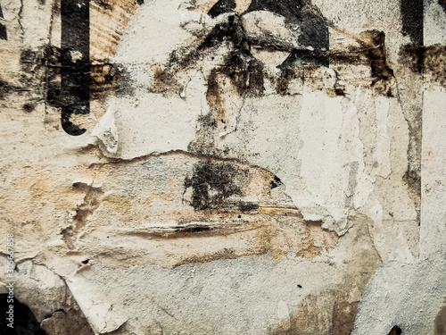Old grunge ripped torn vintage posters creased crumpled paper surface texture background