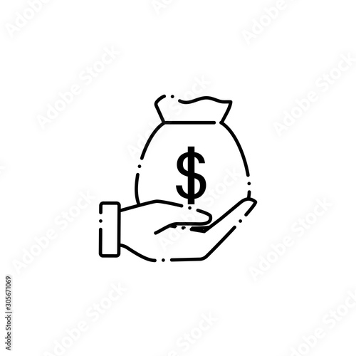 vote money bag line style icon