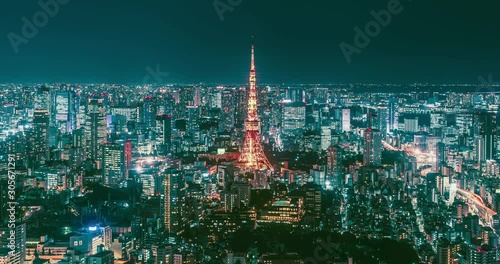 Wallpaper Mural Timelapse of central of Tokyo at night, Japan Torontodigital.ca